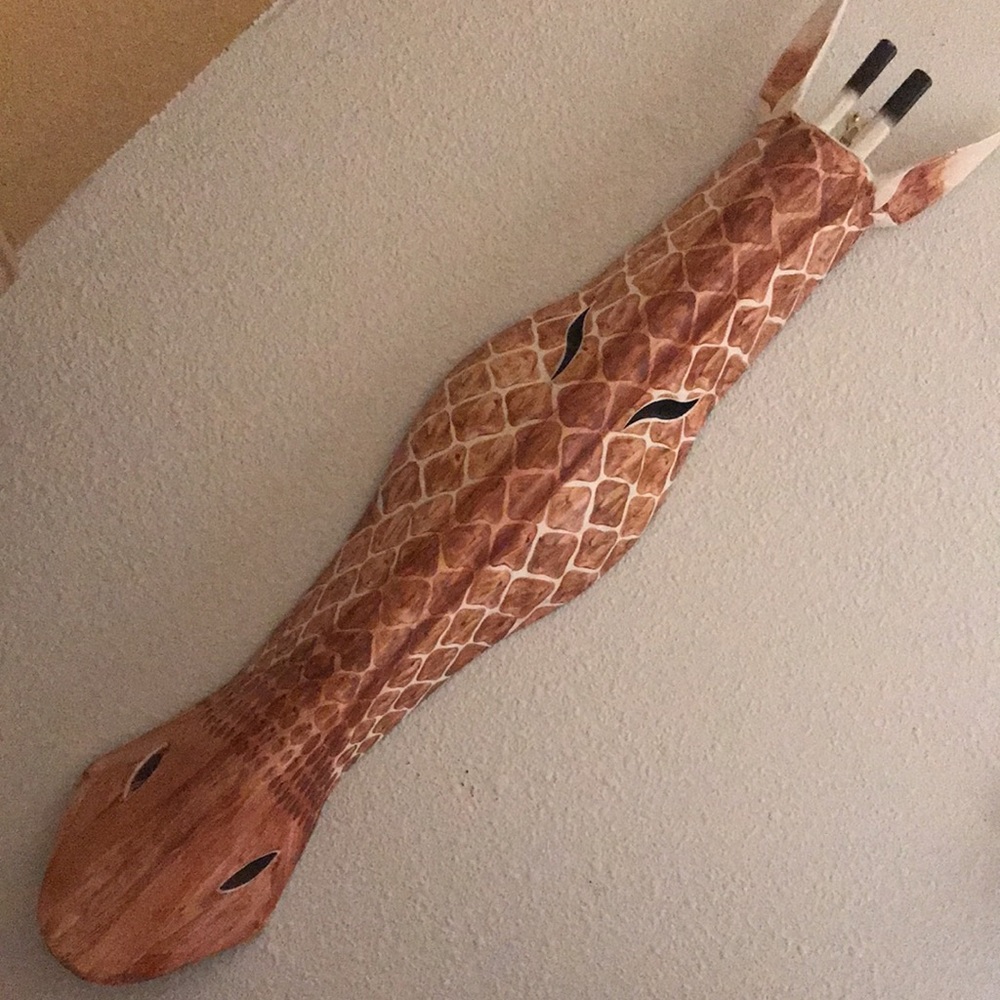 40” Tall Wood Wall Mask Giraffe Deco Safari Sculpture